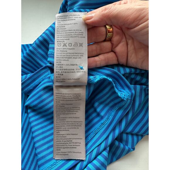 KJUS Polo Golf Shirt Medium Blue Striped Short Sleeve UPF30+ L / 52 - Picture 11 of 12